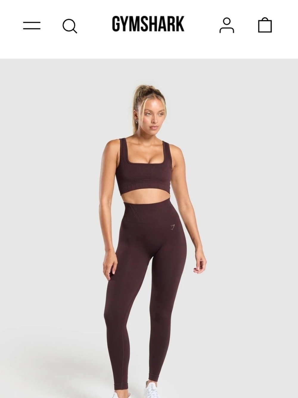 Gymshark Heritage Brown Ribbed High-Rise Leggings. Sz Med (6-8)